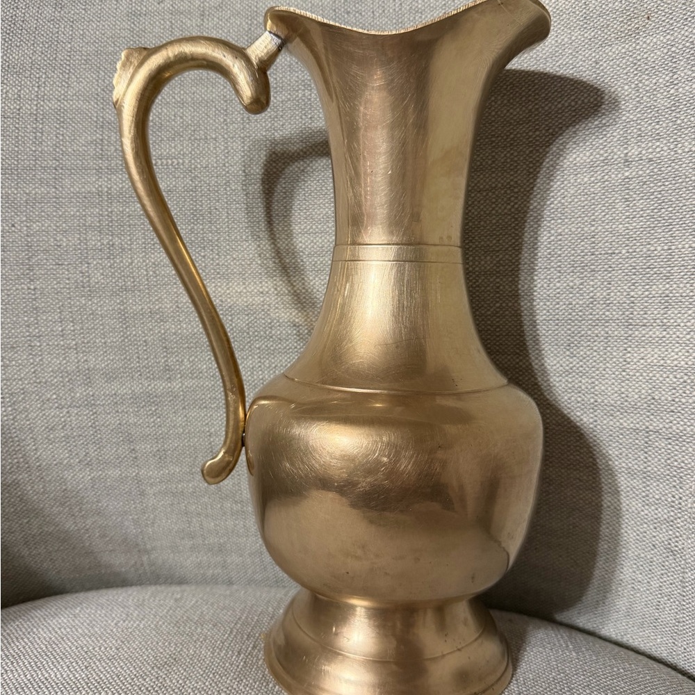 Vintage Solid Brass Pitcher Vase